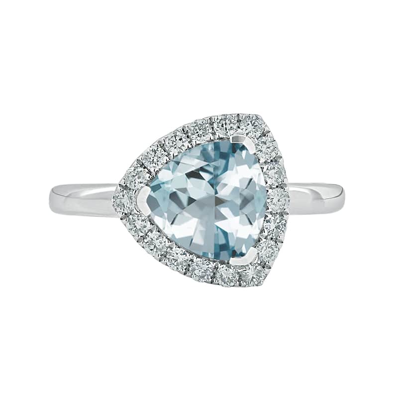 Auriya 1 1/4ct Trillion-cut Aquamarine Halo Diamond Engagement Ring 1/4ctw 14k Gold
