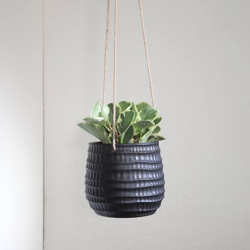 Sagebrook Home Neutral Textured Ceramic Hanging Planter