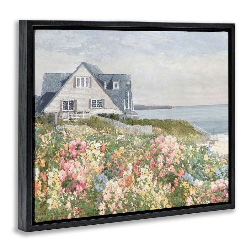 Stupell Coastal Cottage Meadow Framed Floater Canvas Wall Art Design By Amber Sterling