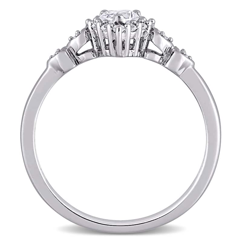 Miadora Sterling Silver Created White Sapphire & Diamond Accent Halo Heart Engagement Ring