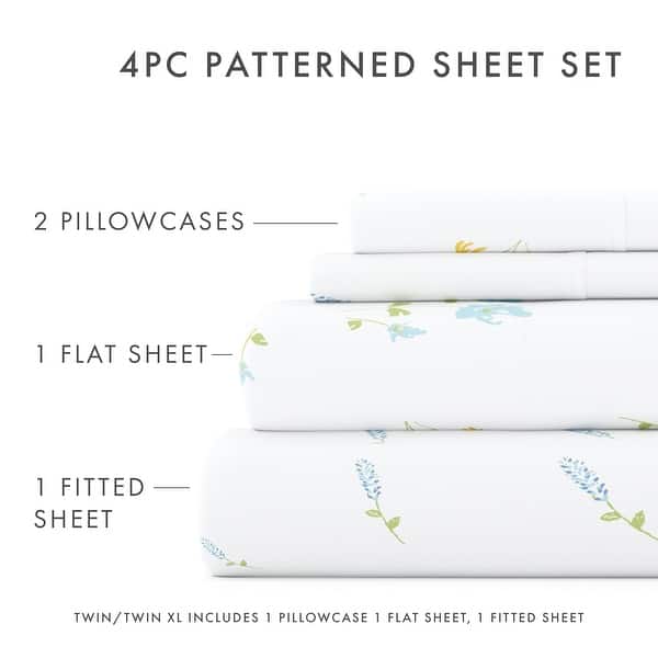 Becky Cameron Bluebirds Pattern 4 Piece Deep Pocket Bed Sheets Set