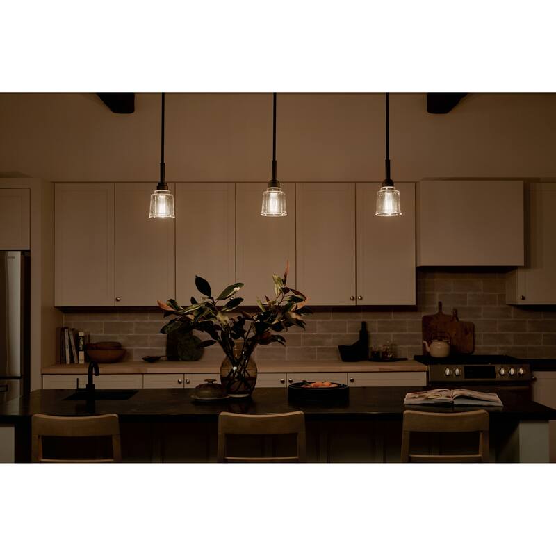 Kichler Lighting Aivian 5 in. 1-Light Black Vintage Industrial Mini Pendant Light with Clear Glass