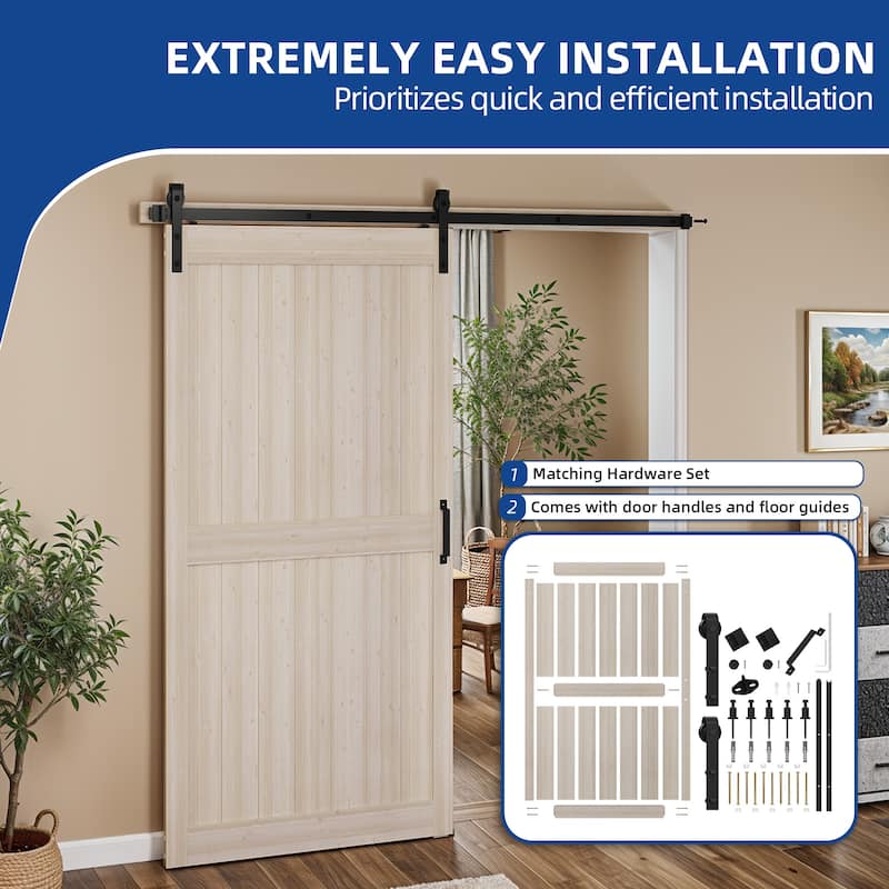 30''/36''/48'' x 84'' Manufactured Wood PVC Paneled Barn Door with Installation