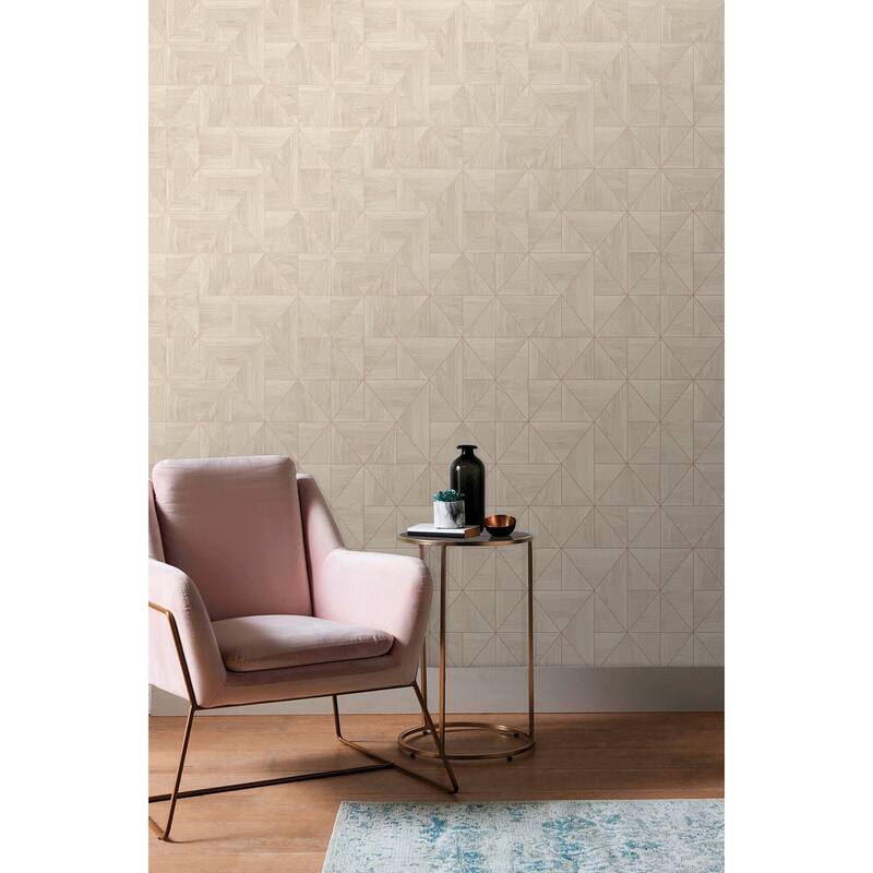 A-Street Prints Cheverny Cream Geometric Wood Wallpaper