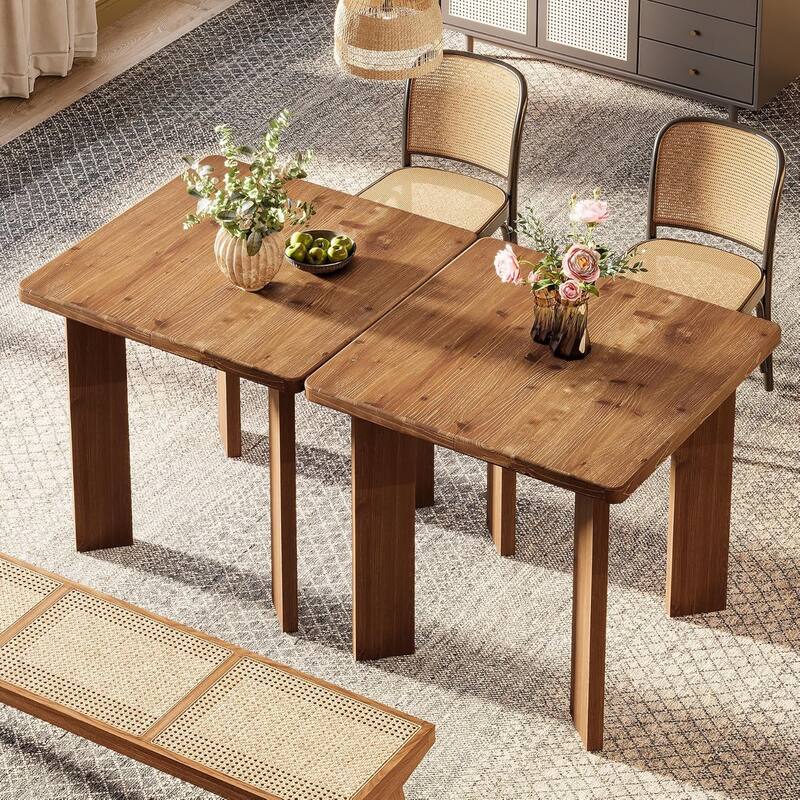 31.5-Inch Farmhouse Solid Wood Square Dining Table for Dinner, Living Room, Restaurant, Apartment