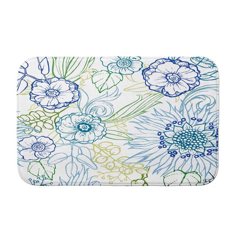 Zentangle Color Bath Mat - 21 x 34 - Blue