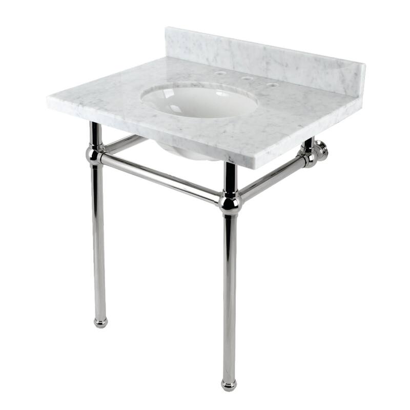 Kingston Brass KVBH3022M8 Addington 30" Rectangular Brass, Marble - Marble White/Polished Nickel