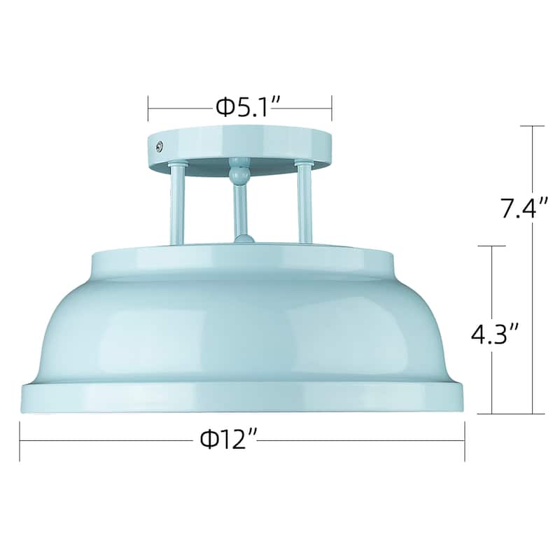 2-Light Metal Semi-Flush Mount Ceiling Light