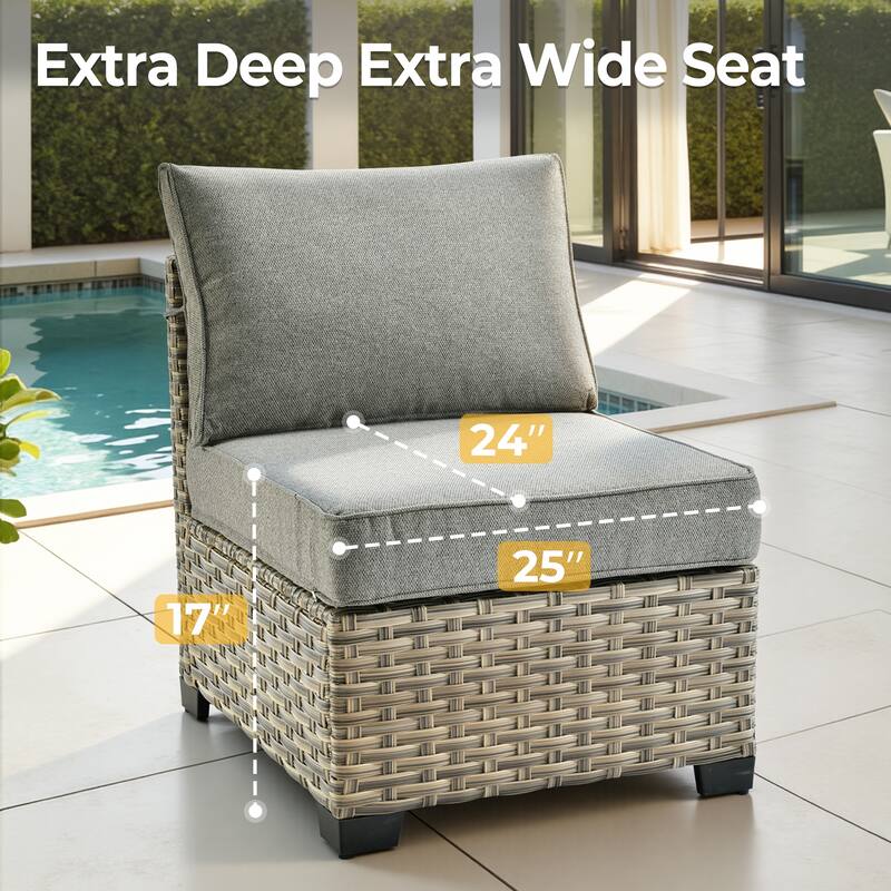 HOOOWOOO 13-piece Outdoor Wicker Furniture Swivel Chair Set with 54" Fire Pit Table