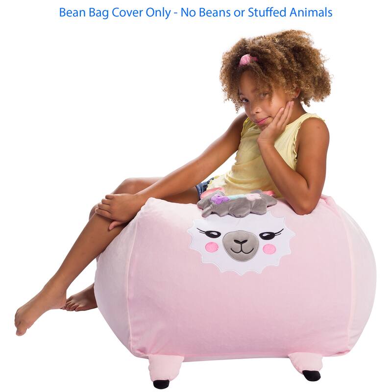 Stuffed Animal Storage Bean Bag Chair Cover only for Kids, Toy Holder
