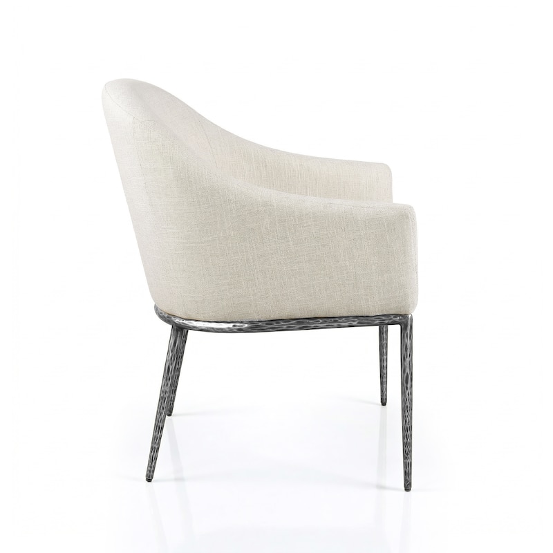 Furniture of America Zefini Modern Hammered Metal Padded Arm Chair