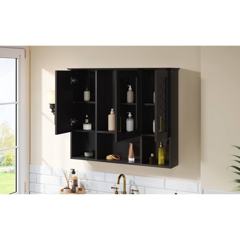 35" 2-in-1 Wall Mounted Medicine Cabinet with Adjustable Shelves & Soft Close Doors, High-Define Mirror with Storage