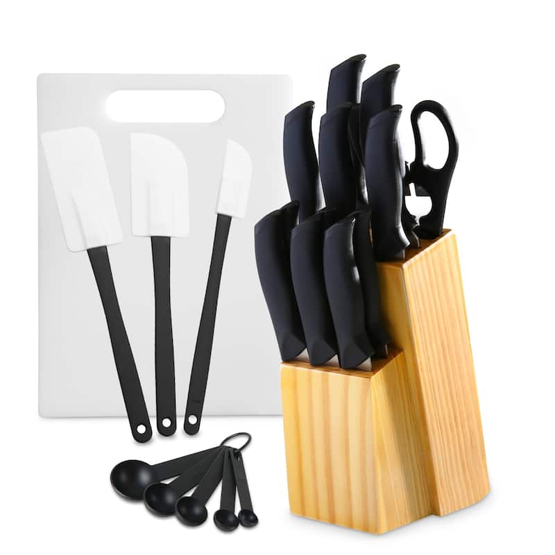 23-Piece Kitchen Knife Set With Wooden Block Set Stainless Steel