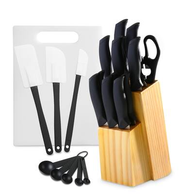 23-Piece Kitchen Knife Set With Wooden Block Set Stainless Steel