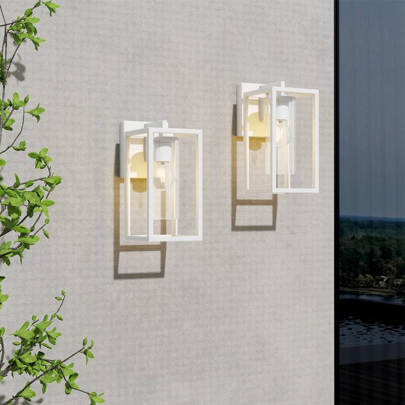 2 Pack Metal 1-Light Clear Glass Outdoor Wall Sconce Light