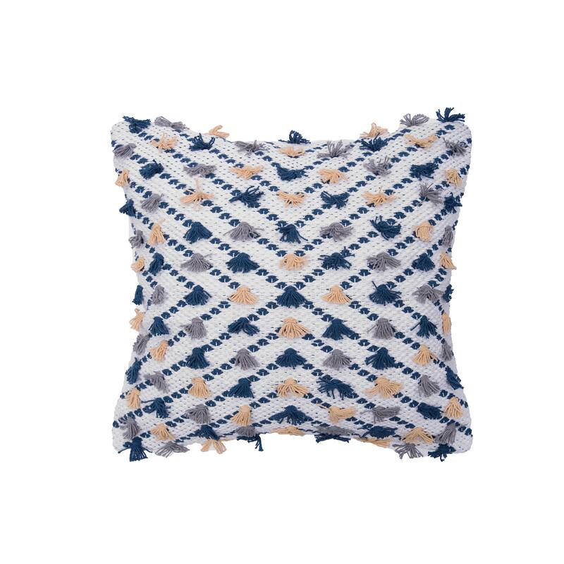 18" x 18" Diagonal Tuft Navy Woven Square Throw Pillow