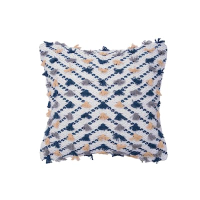 18" x 18" Diagonal Tuft Navy Woven Square Throw Pillow