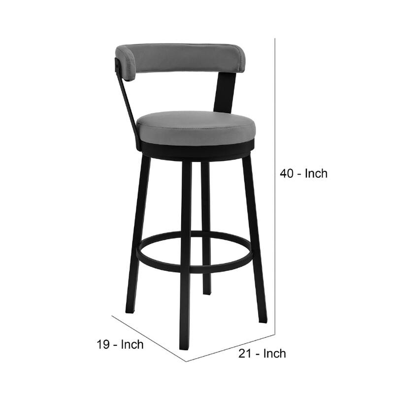 Swivel Barstool with Curved Open Back and Metal Legs