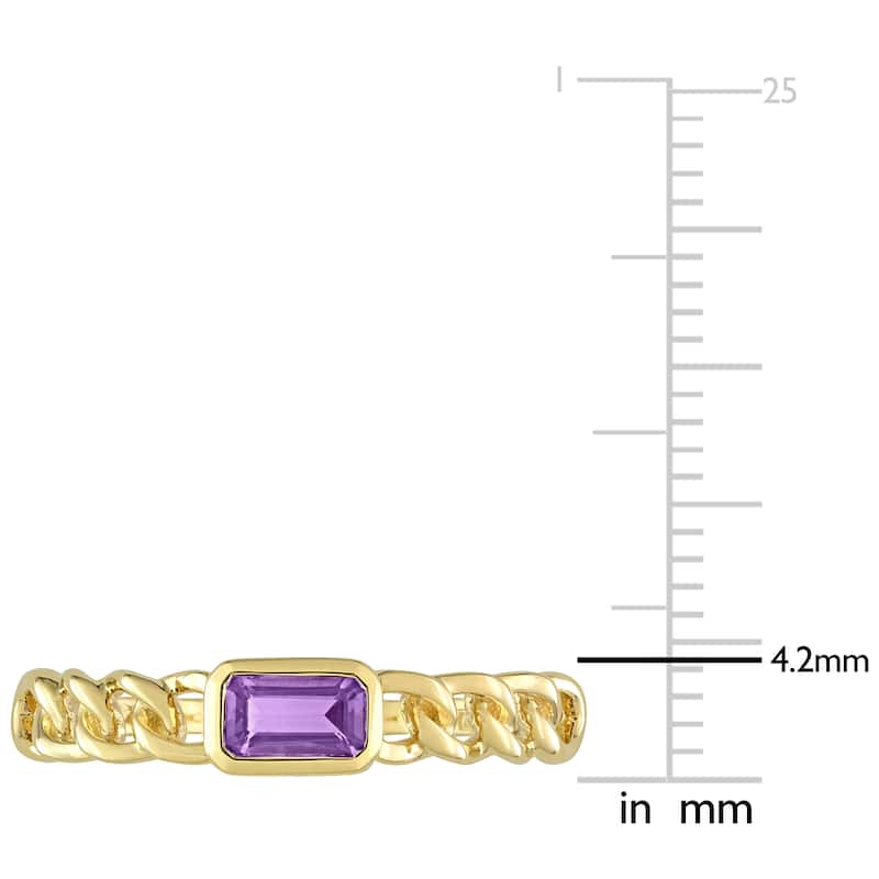 Miadora 10k Yellow Gold Amethyst Stackable Link Ring