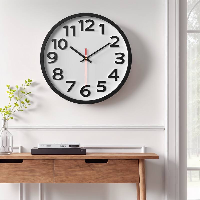 Wall Clock, Silent Non-Ticking Modern Clocks Battery Operated Classic Analog Decorative for Kitchen, Office, Bedroom 12 Inch - White-1