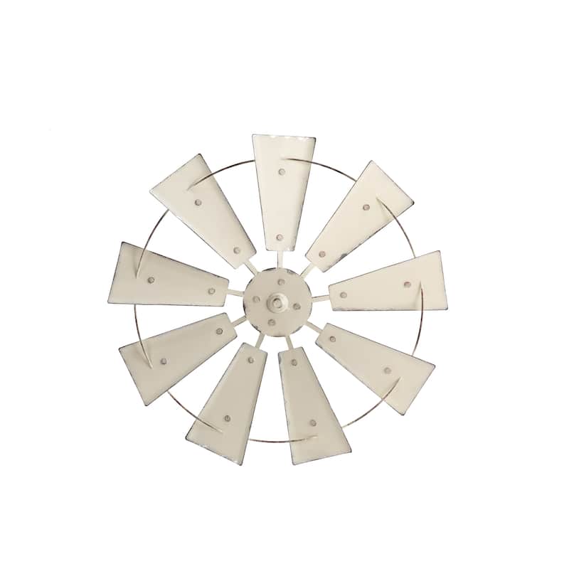 22"D Vintage Farmhouse Metal Wind Spinner Wall Decor by Glitzhome - Beige