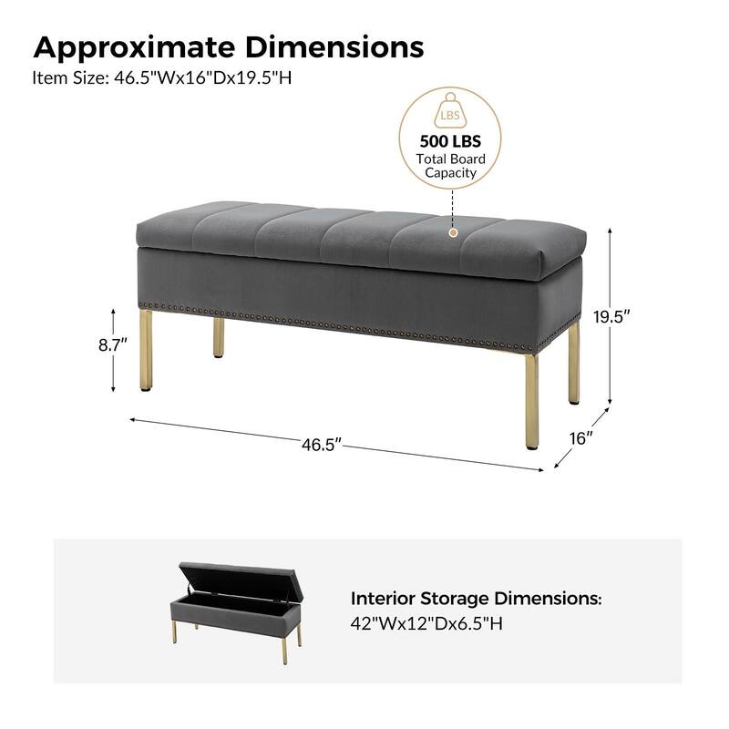 Egmont Contemporary Velvet Flip-Top Storage Bench by HULALA HOME