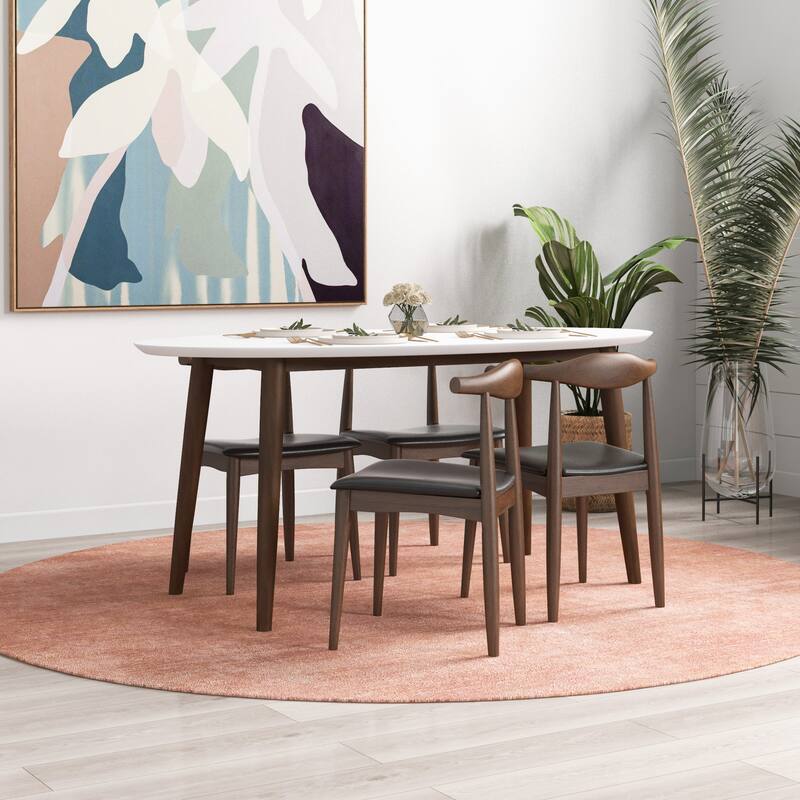 Arsland Modern Solid Wood Oval Dining Table and Chair Set Dining Room Furniture Set