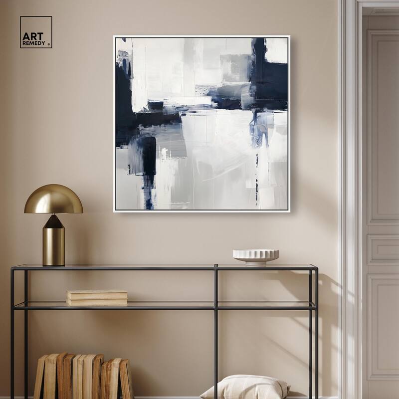 Blue Cascades on Still White Canvas by Art Remedy