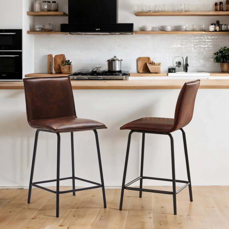 Modest 24" Seat Height Faux Leather Counter Stools