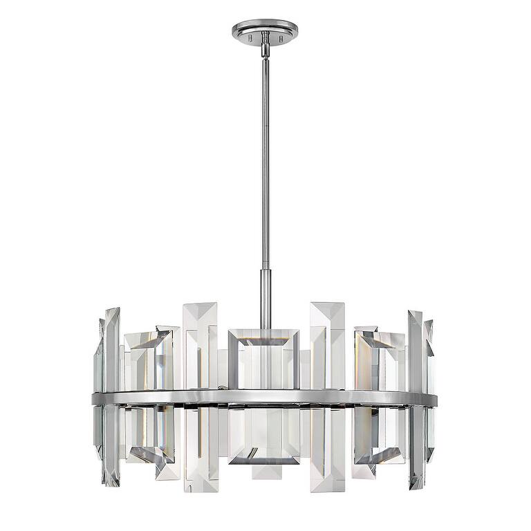 Fredrick Ramond Odette 9 Light 30" Wide Drum Chandelierwith Emerald - Polished Nickel