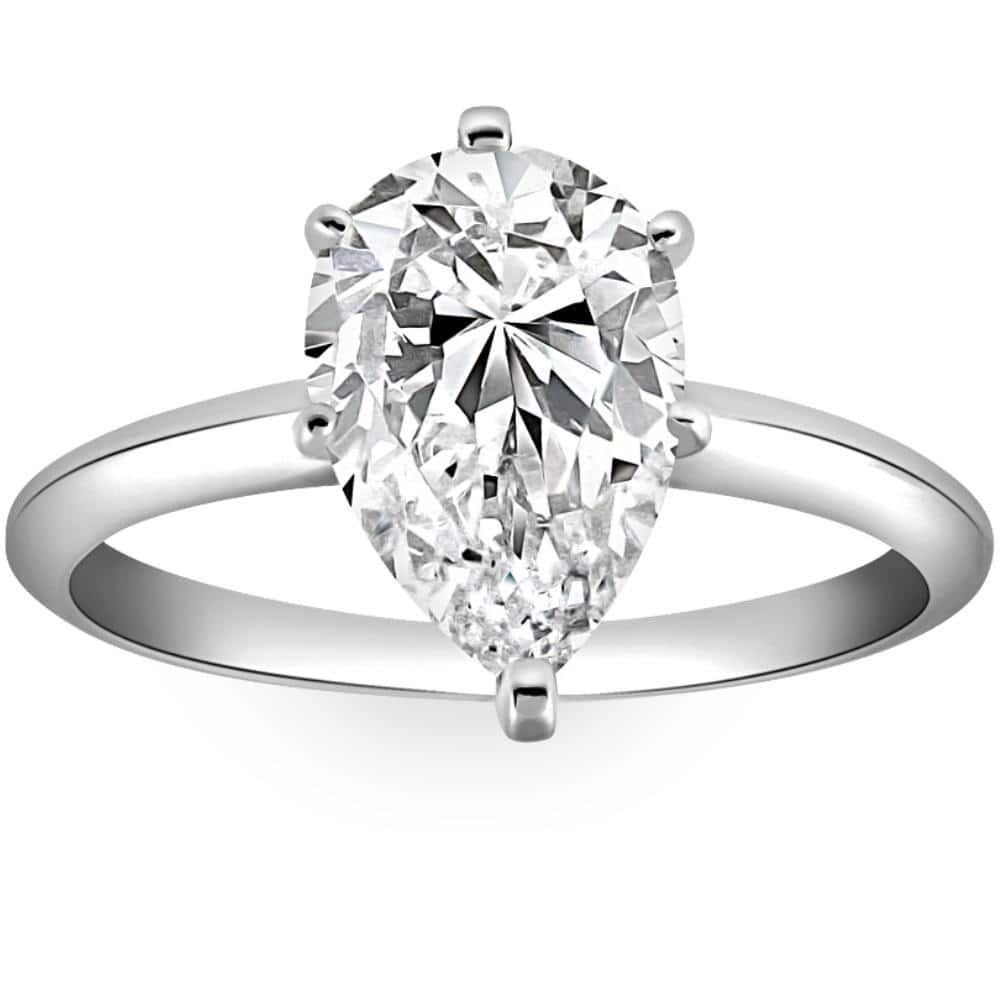 Bliss Diamond 3CT Platinum Pear Shaped Diamond 6-Prong Solitaire Engagement Ring Lab Grown