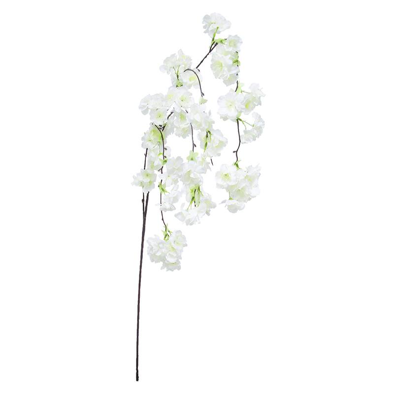 Set of 3 Artificial Hanging Japanese Cherry Blossom Flower Stem Spray 51in - 51" L x 10" W x 3" DP - Cream White