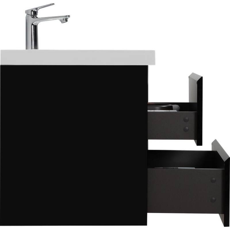 ABRUZZO 30" Floating Single Bathroom Vanity Wall-Mounted with Integrated Resin Top Basin 2 Soft Close Drawers Full Assembly