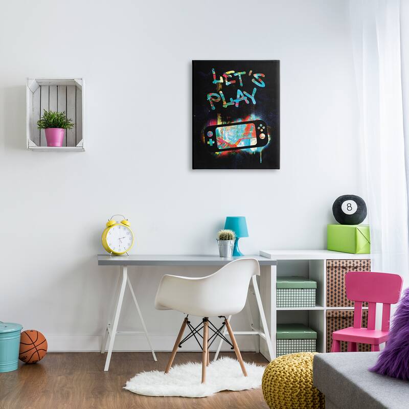 Stupell Let's Play Video Games Neon Street Style Canvas Wall Art, Design by Victoria Barnes