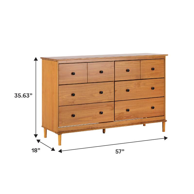 Walker Edison Bullrushes 6-Drawer Solid Wood Dresser