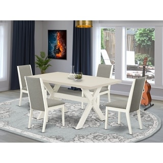 East West Furniture Dining Table Set- a Kitchen Table and Shitake Linen ...