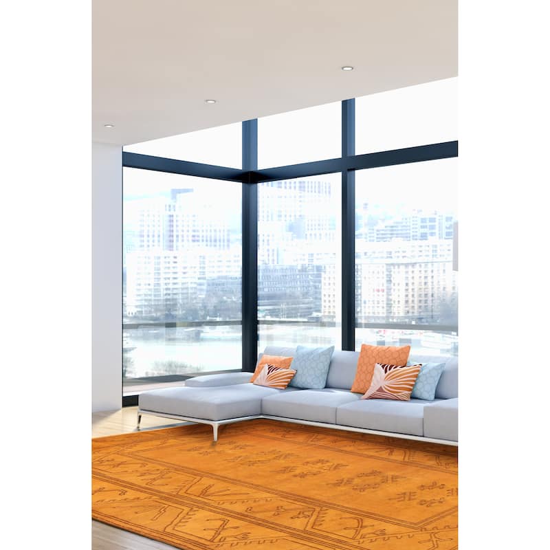ECARPETGALLERY Hand-knotted Color Transition Light Orange Wool Rug - 6'5 x 9'0