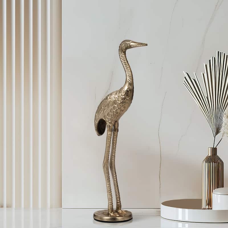Sagebrook Home Elegant 24" Bronze Crane Figurine - 5" x 3" x 16"