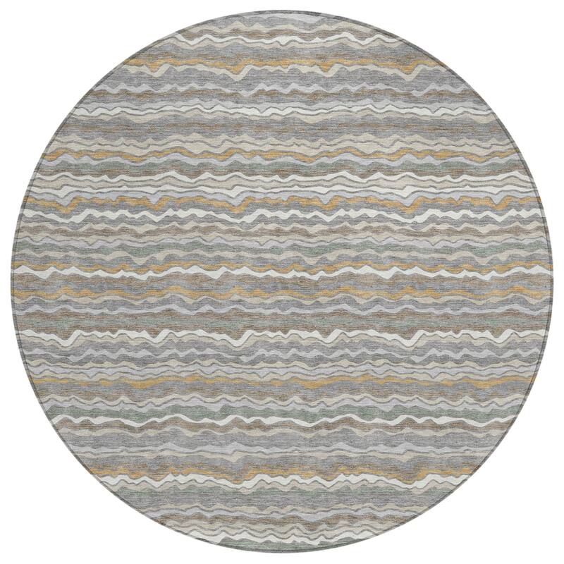 Machine Washable Indoor/ Outdoor Ziggy Stripe Chantille Rug