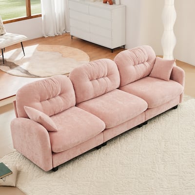 107" Modular Sectional Sofa, Oversized 3-Seater Couch with Tufted Back, Deep Seat Chenille Sofa for Living Room & Apartment