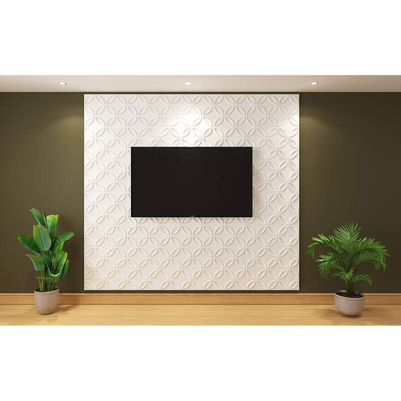Art3d PVC 3D Wall Panel Interlocked Circles in Matt White Cover 32 Sq.ft