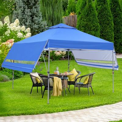 GDY 10 x 17FT Canopy Tent 2-Tier Shade Pop-Up Canopy Folding Shelter with Adjustable Dual Half Awnings