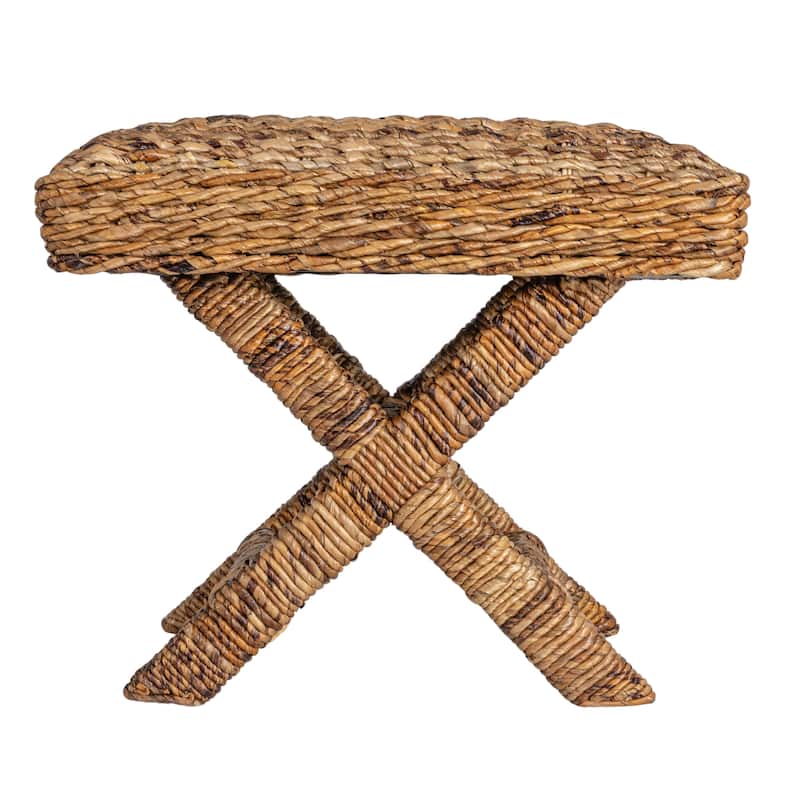 Wood & Woven Water Hyacinth Stool