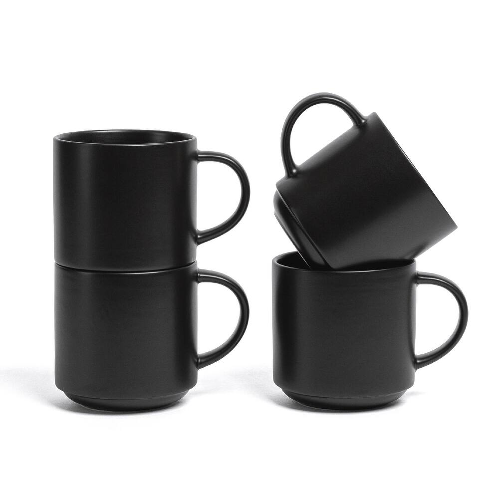 over&back Stackable 14oz Semi-Matte Stoneware Mugs, Set of 4
