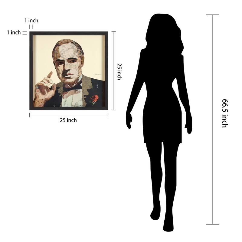 Empire Art "Godfather" Alex Zeng's dimensional collage, under glass & a black shadow box frame