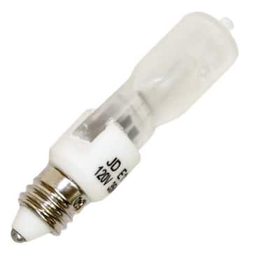 Bulbrite Pack of (5) 120V Dimmable T4 Halogen Mini Light Bulbs with Mini-Candelabra (E11) Base, 2900K Soft White Light