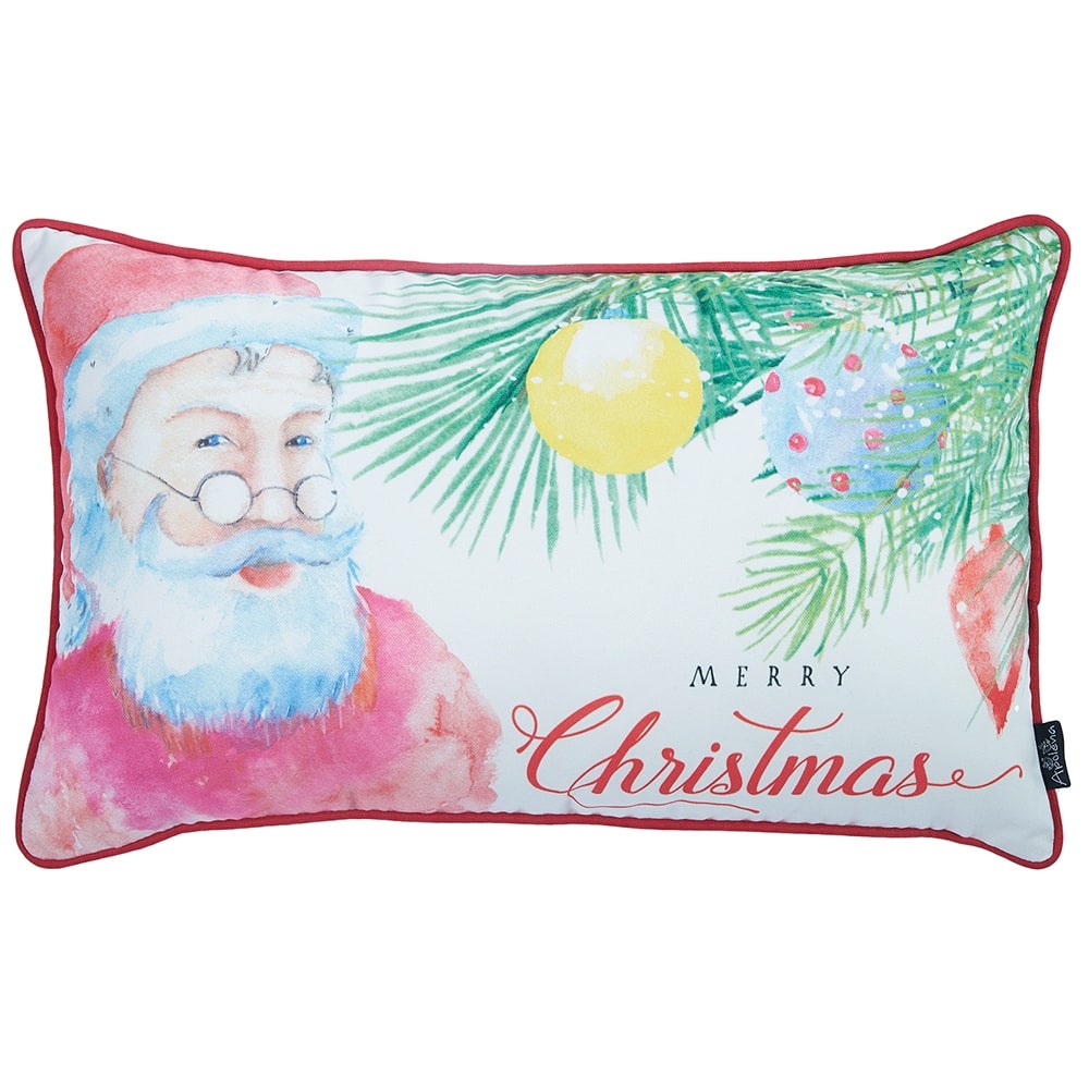 HomeRoots 12" X 20" Red and White Christmas Polyester Pillow Cover