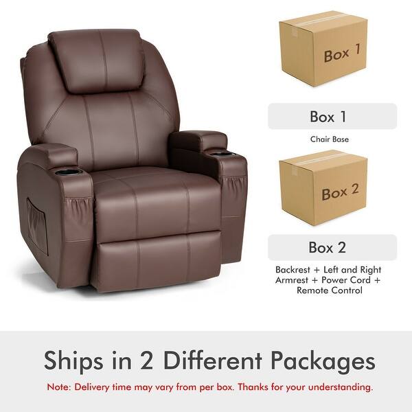 Gymax Massage Recliner Chair 360 Degree Swivel Single Sofa Rocker w