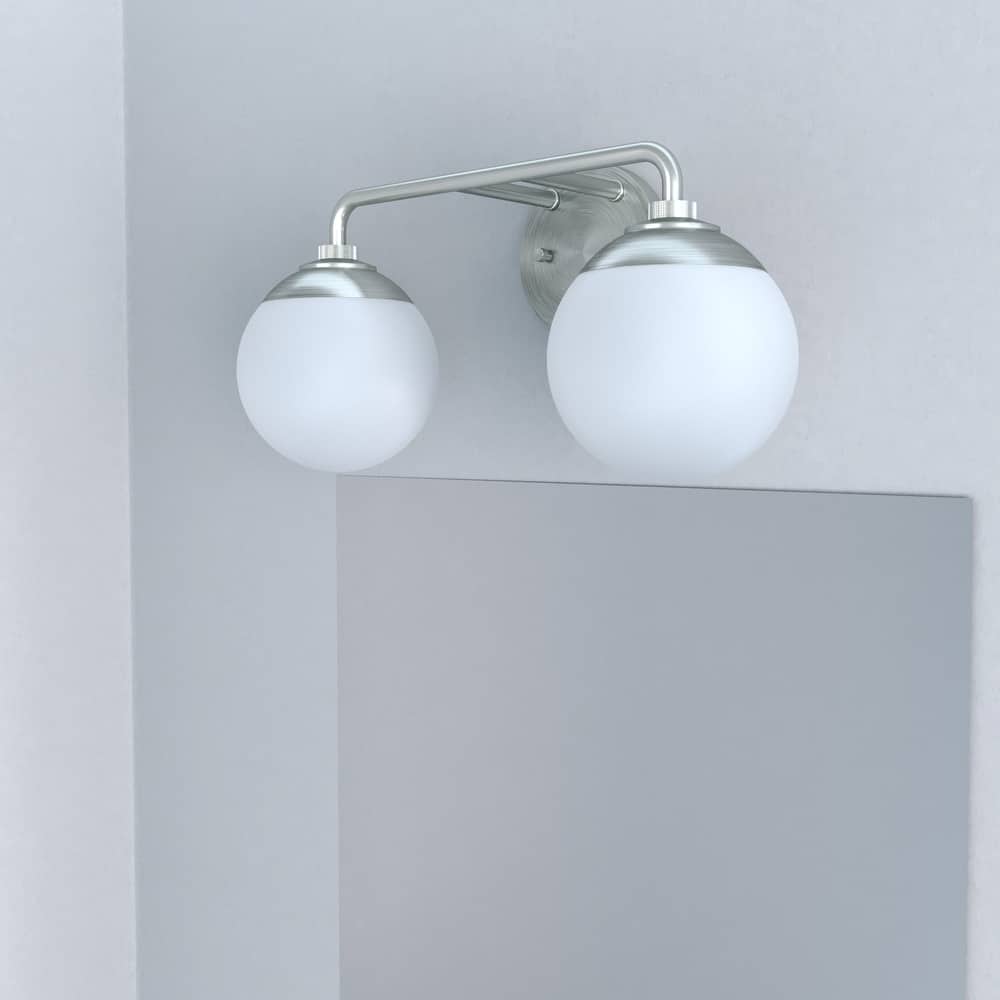 Hunter Hepburn 2 Light Vanity Wall Light, Damp Rated - Vintage, Mid-Century Modern, Glam