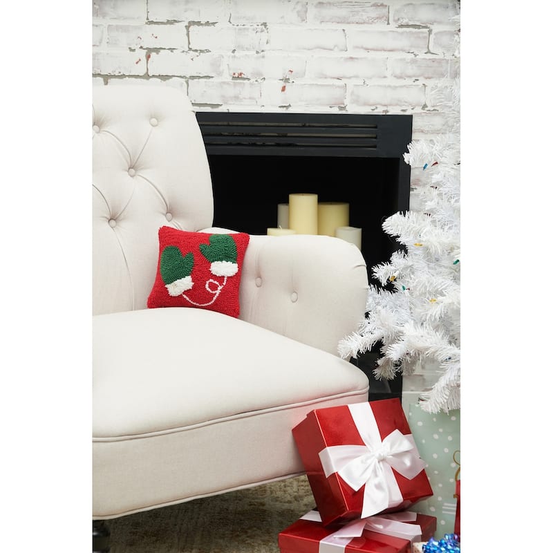 Mittens Hooked Throw Pillow